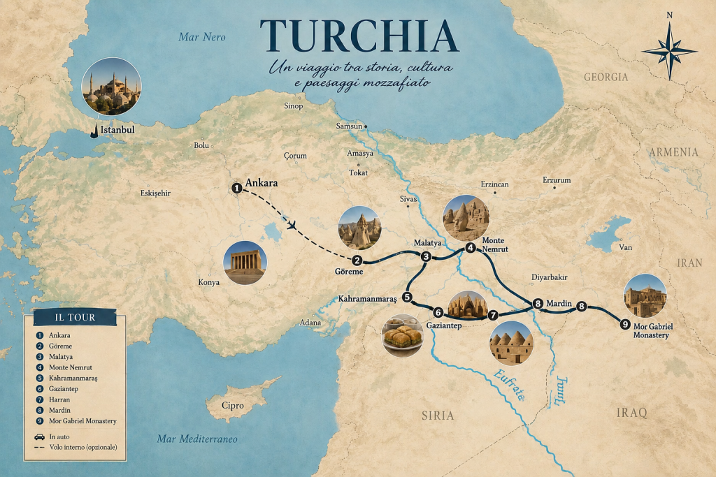 TURCHIA D'ORIENTE mappa due coi fiumi